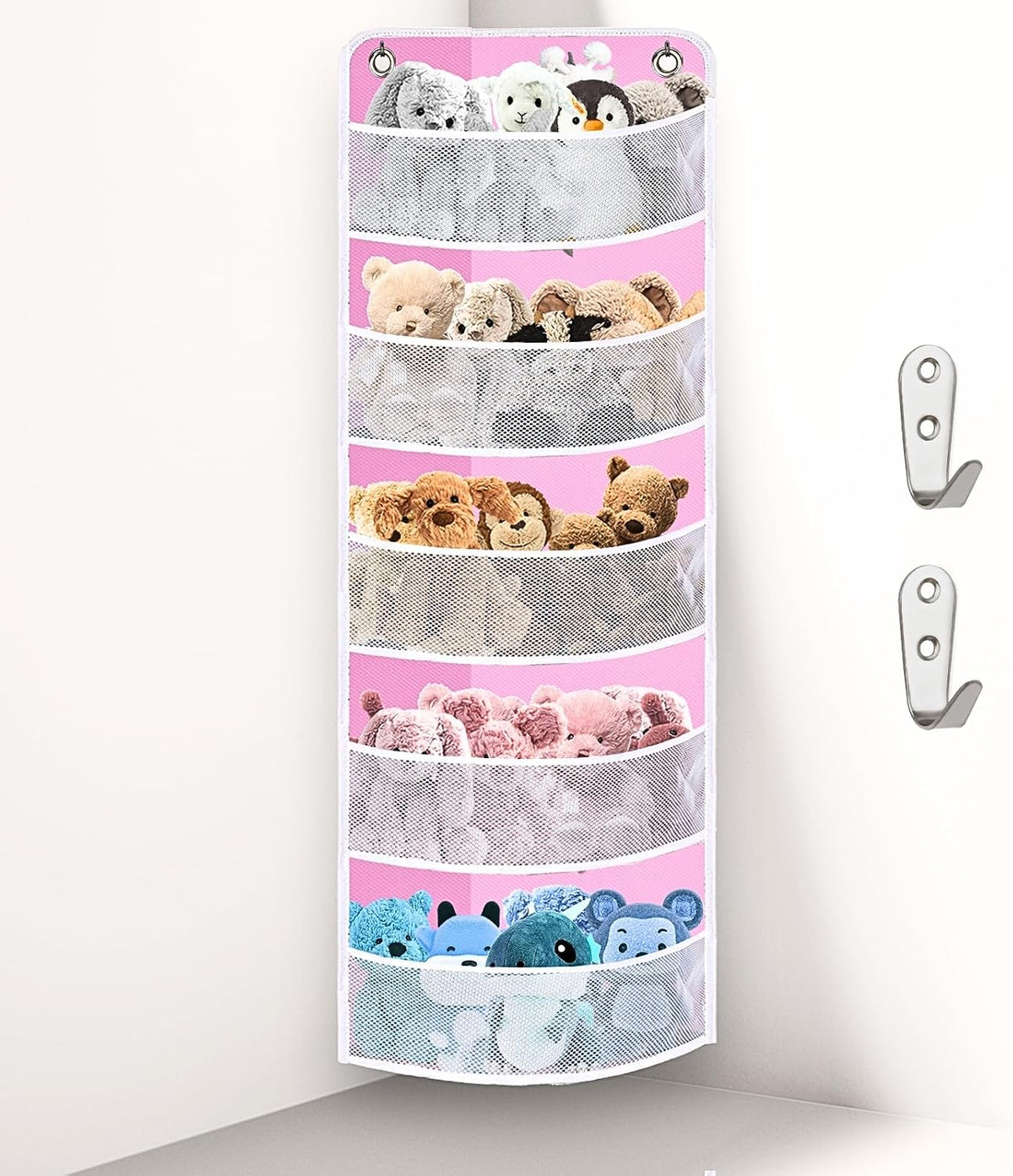 Soft Corner Shelf | Safe Hanging Organizer | Child-Friendly Wall Mount Storage | for Sundries, Toys, Stuffed Animals, Diapers | for Pantry Closet Bedroom Nursery Organization 1-Pack
