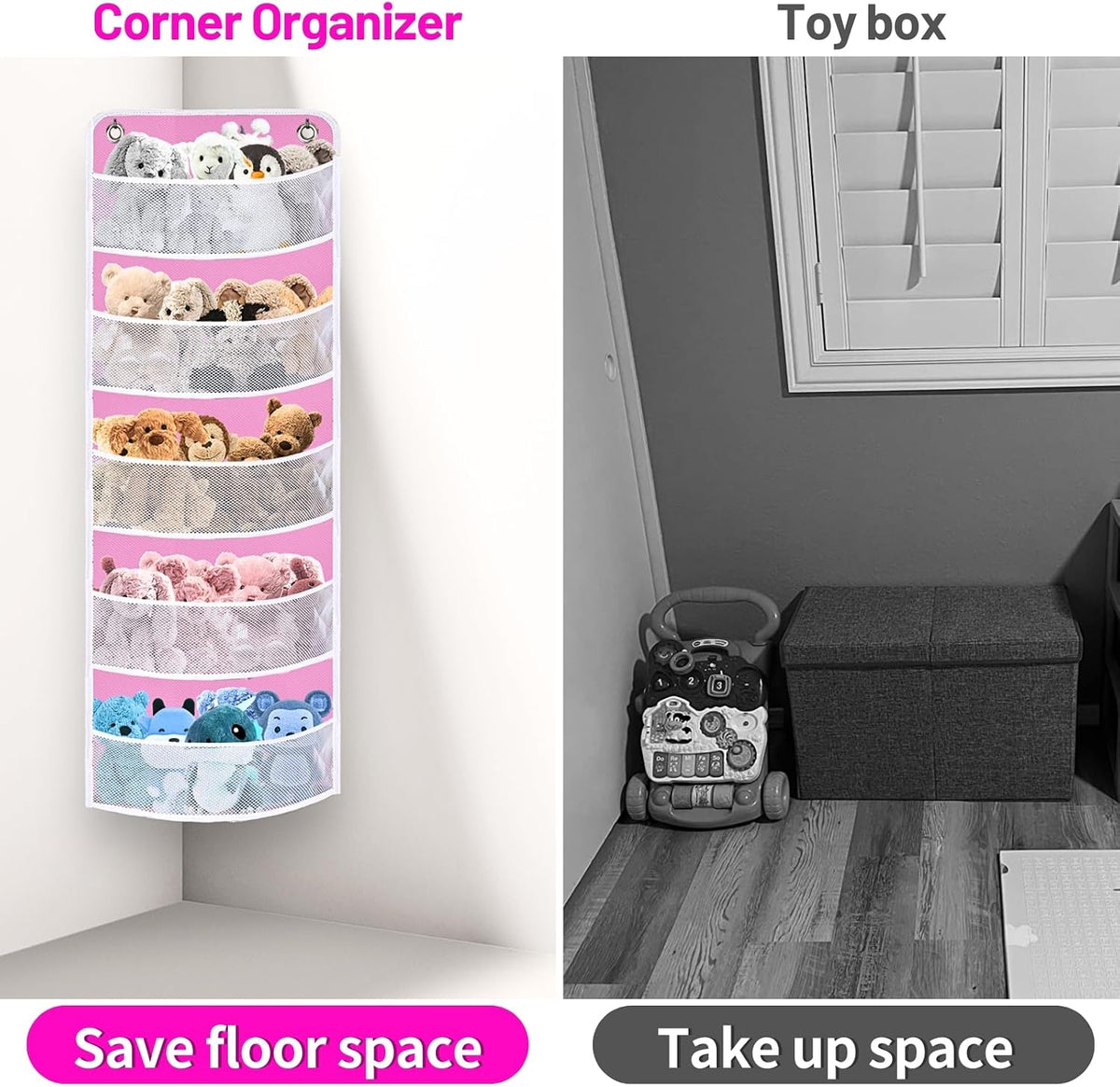 Soft Corner Shelf | Safe Hanging Organizer | Child-Friendly Wall Mount Storage | for Sundries, Toys, Stuffed Animals, Diapers | for Pantry Closet Bedroom Nursery Organization 1-Pack
