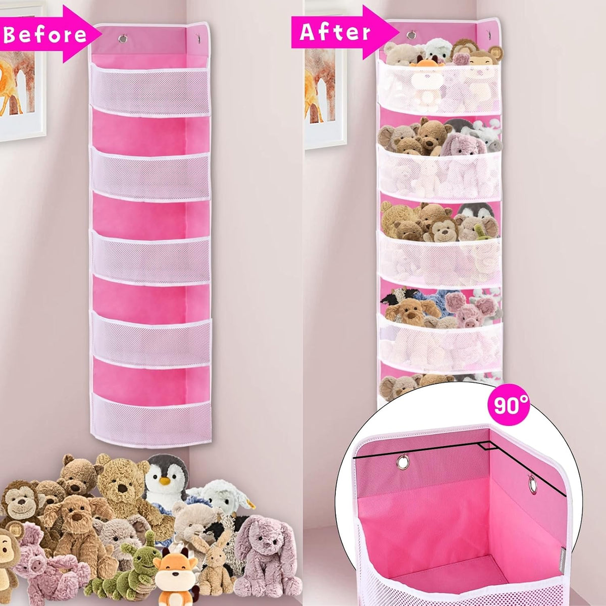 Soft Corner Shelf | Safe Hanging Organizer | Child-Friendly Wall Mount Storage | for Sundries, Toys, Stuffed Animals, Diapers | for Pantry Closet Bedroom Nursery Organization 1-Pack