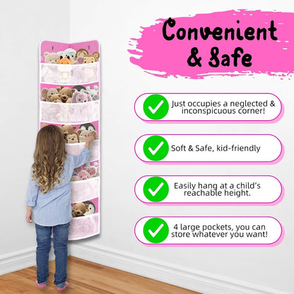 Soft Corner Shelf | Safe Hanging Organizer | Child-Friendly Wall Mount Storage | for Sundries, Toys, Stuffed Animals, Diapers | for Pantry Closet Bedroom Nursery Organization 1-Pack