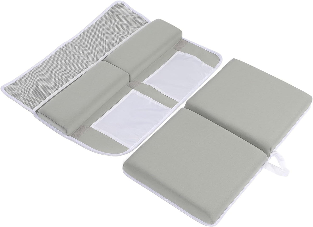 Bath Kneeler and Elbow Rest Pad Set, Non Slip Quickly Drying Thick Baby Bath Kneeler Pads with Large Pocket for Baby and Toddler Bathing