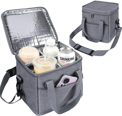 Drink Carrier with Handle for Car, 8.94"L x 8.27"W x 9.49"H, Black | Great for Car/Camping/Commuter Lunches, Customizable Anti-Tip Bottle Caddy, with Two Side Pockets