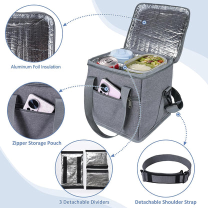 Drink Carrier with Handle for Car, 8.94"L x 8.27"W x 9.49"H, Black | Great for Car/Camping/Commuter Lunches, Customizable Anti-Tip Bottle Caddy, with Two Side Pockets