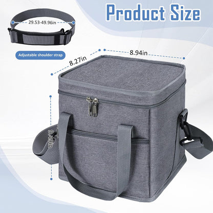Drink Carrier with Handle for Car, 8.94"L x 8.27"W x 9.49"H, Black | Great for Car/Camping/Commuter Lunches, Customizable Anti-Tip Bottle Caddy, with Two Side Pockets