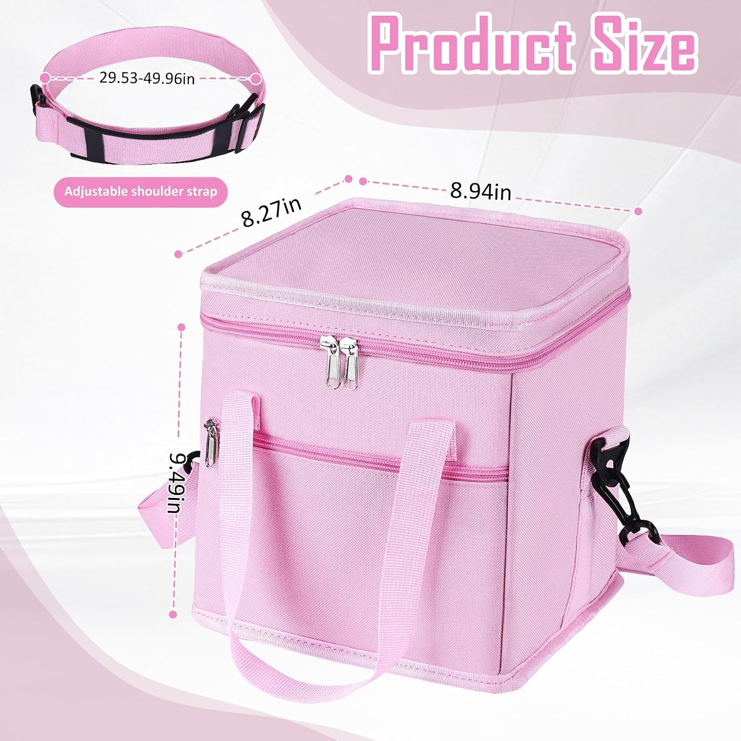 Drink Carrier with Handle for Car, 8.94"L x 8.27"W x 9.49"H, Black | Great for Car/Camping/Commuter Lunches, Customizable Anti-Tip Bottle Caddy, with Two Side Pockets