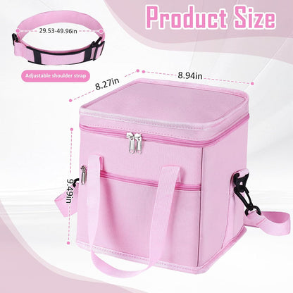 Drink Carrier with Handle for Car, 8.94"L x 8.27"W x 9.49"H, Black | Great for Car/Camping/Commuter Lunches, Customizable Anti-Tip Bottle Caddy, with Two Side Pockets