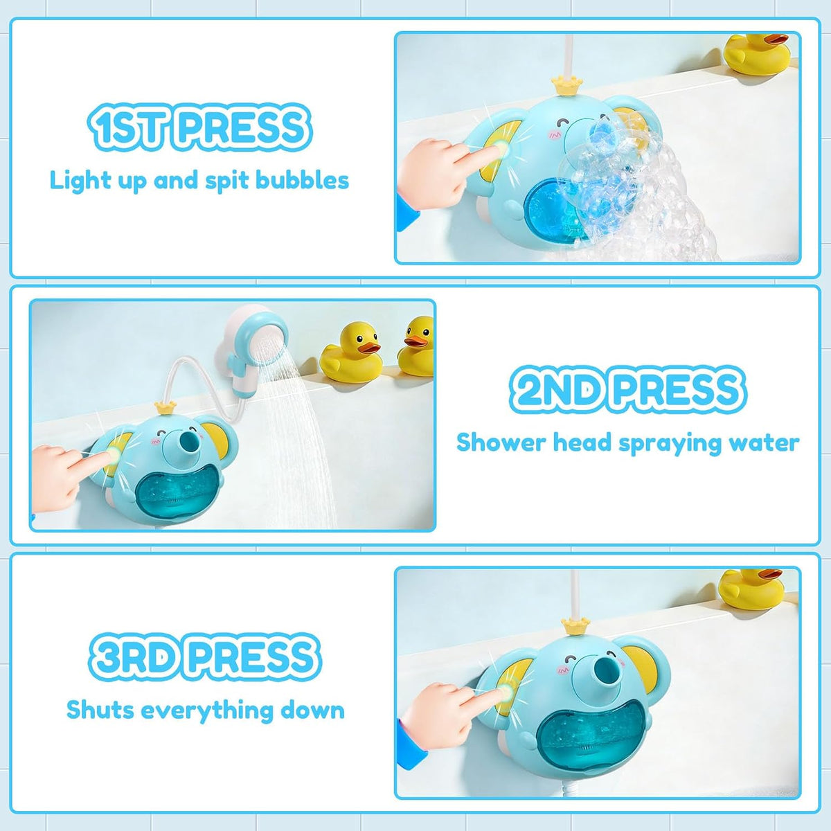 Bath Toys Light Up Elephant Baby Bubble Bath Toys 2 in 1Bath Bubble Machine with Baby Bath Shower Head for Kids Ages 1-3 4-8 Bath Bubble Maker with Colourful Light