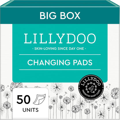 LILLYDOO Disposable Changing Pad Liners for Baby, 50 Count, Sensitive Skin