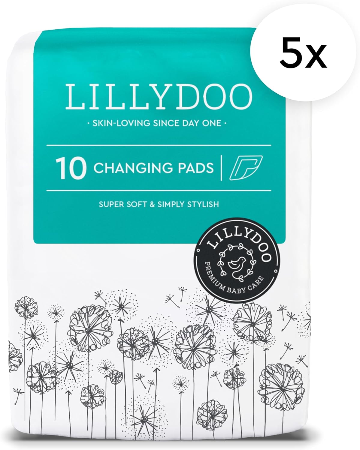 LILLYDOO Disposable Changing Pad Liners for Baby, 50 Count, Sensitive Skin