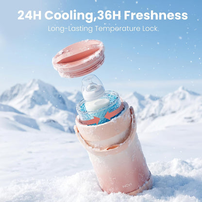 Portable Breast Milk Cooler Bottle, 20oz Temperature Display, Pink