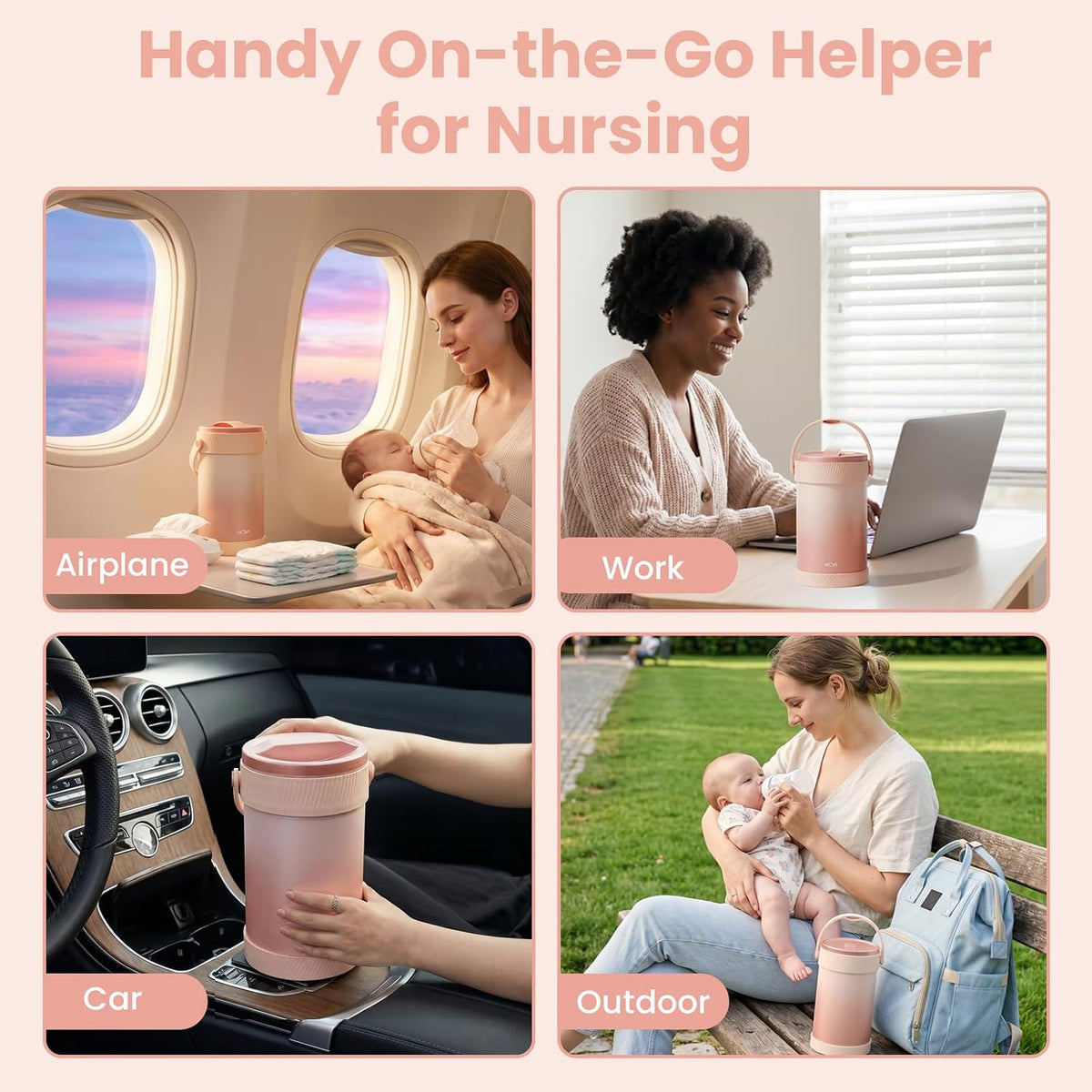 Portable Breast Milk Cooler Bottle, 20oz Temperature Display, Pink