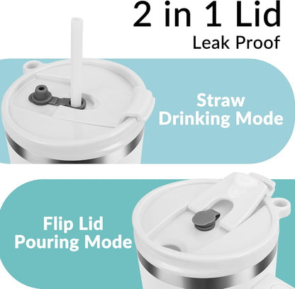 40oz Tumbler with Handle | Insulated Stainless Steel Travel Mug | 34Hrs Cold & 10Hrs Hot Retention | 100% Leakproof Lid & Straw | Dishwasher Safe + Car Cup Holder Fit (Light Dark Blue Gradient)