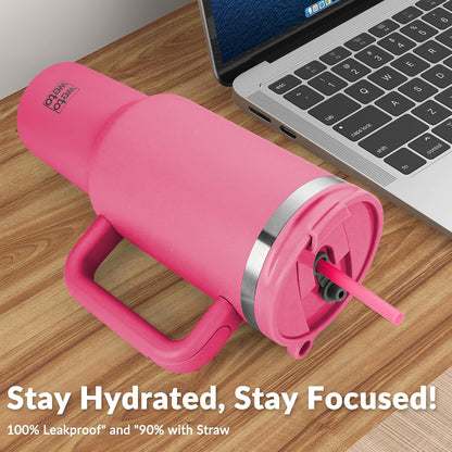 40oz Tumbler with Handle | Insulated Stainless Steel Travel Mug | 34Hrs Cold & 10Hrs Hot Retention | 100% Leakproof Lid & Straw | Dishwasher Safe + Car Cup Holder Fit (Light Dark Blue Gradient)