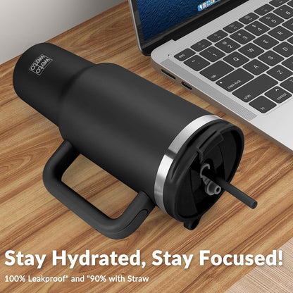 40oz Tumbler with Handle | Insulated Stainless Steel Travel Mug | 34Hrs Cold & 10Hrs Hot Retention | 100% Leakproof Lid & Straw | Dishwasher Safe + Car Cup Holder Fit (Light Dark Blue Gradient)