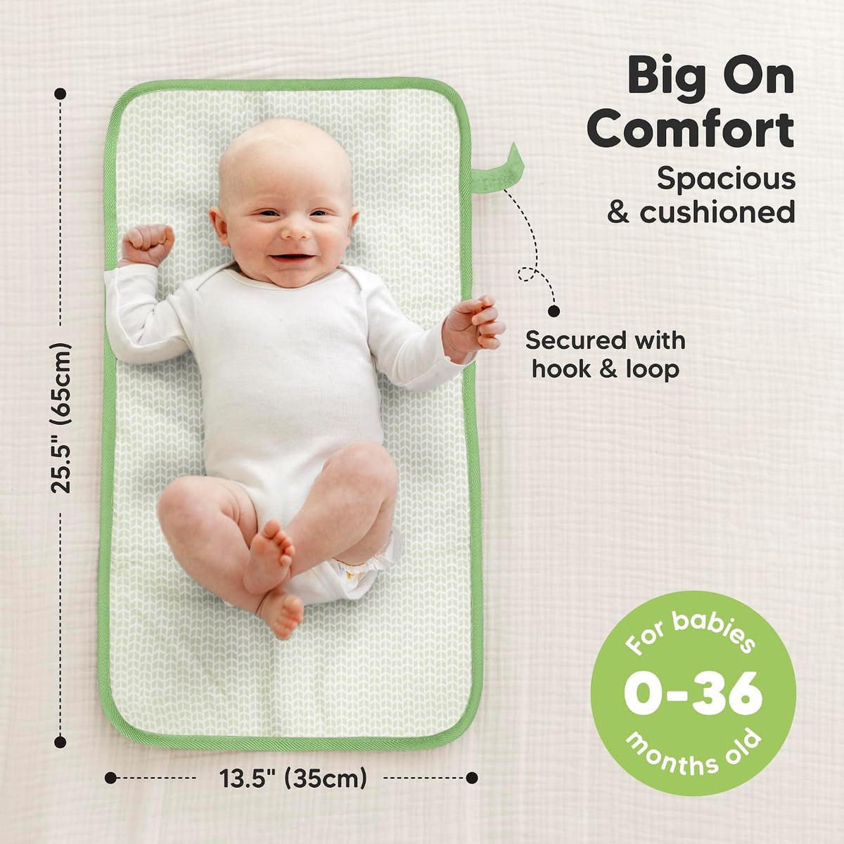 Portable Diaper Changing Pad, Easy Wipe Clean, 25x13 (Prairie)