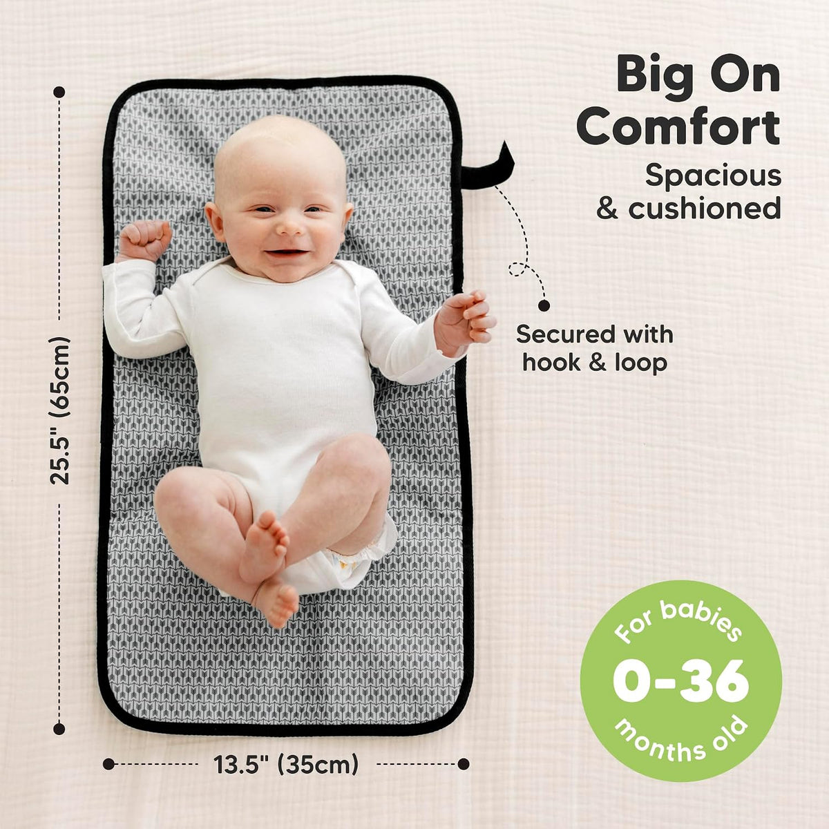 Portable Diaper Changing Pad, Easy Wipe Clean, 25x13 (Prairie)