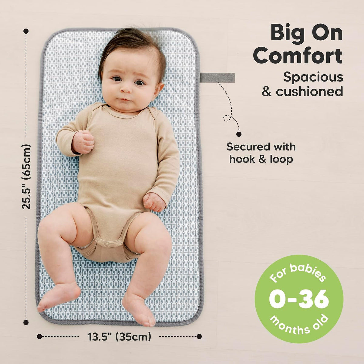 Portable Diaper Changing Pad, Easy Wipe Clean, 25x13 (Prairie)