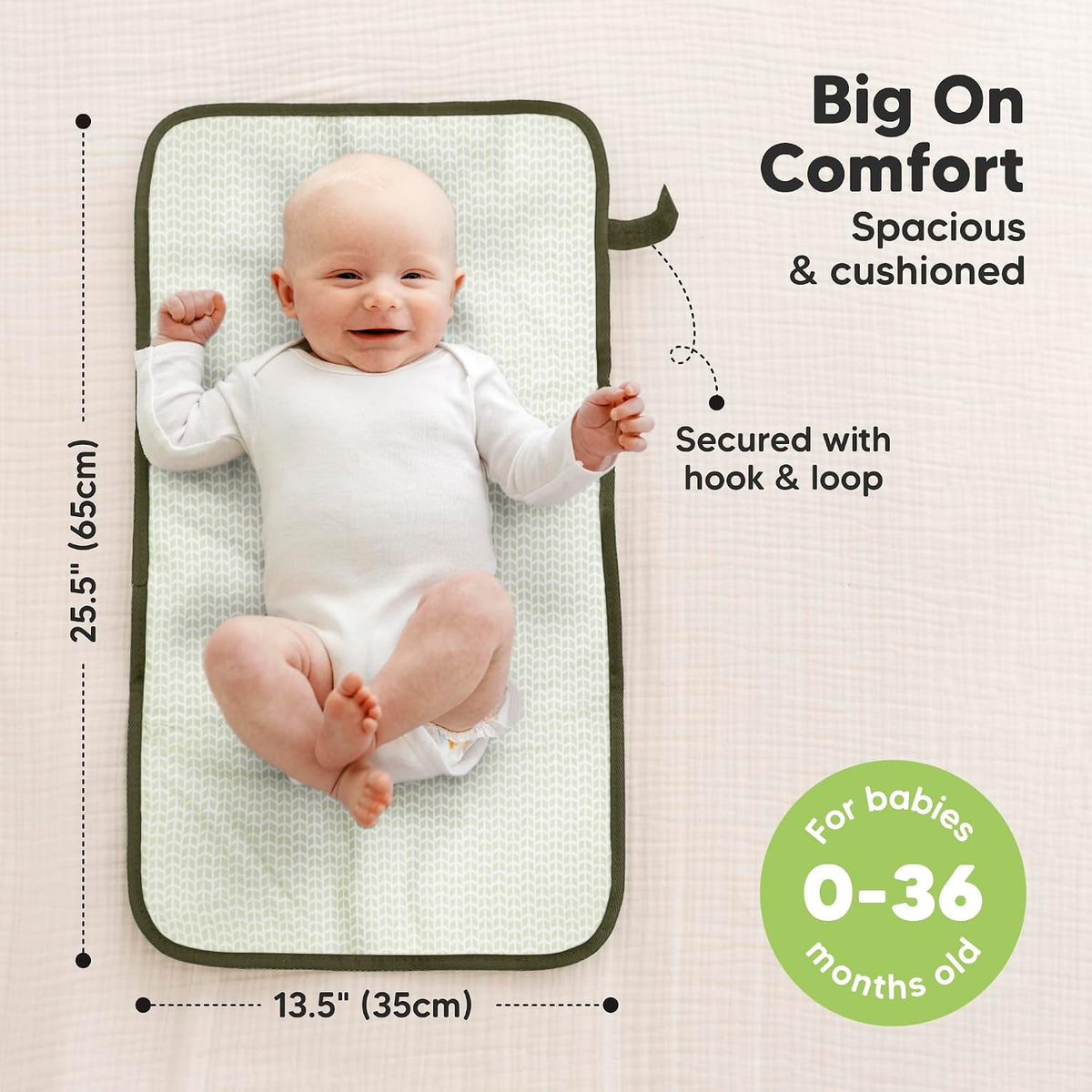 Portable Diaper Changing Pad, Easy Wipe Clean, 25x13 (Prairie)