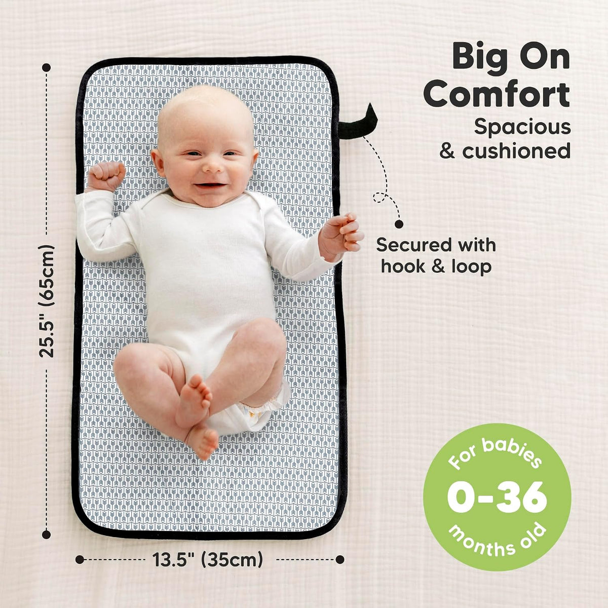 Portable Diaper Changing Pad, Easy Wipe Clean, 25x13 (Prairie)