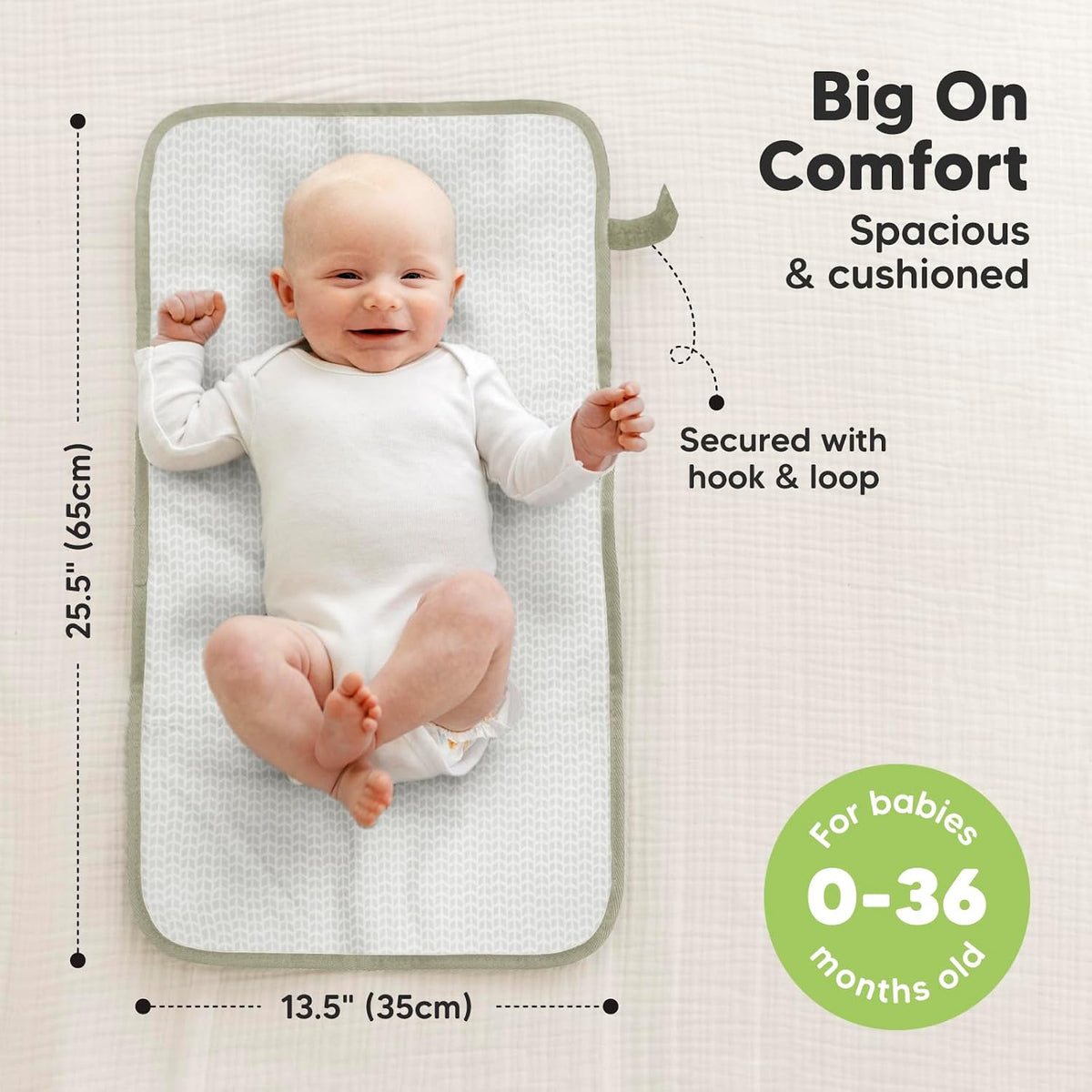 Portable Diaper Changing Pad, Easy Wipe Clean, 25x13 (Prairie)