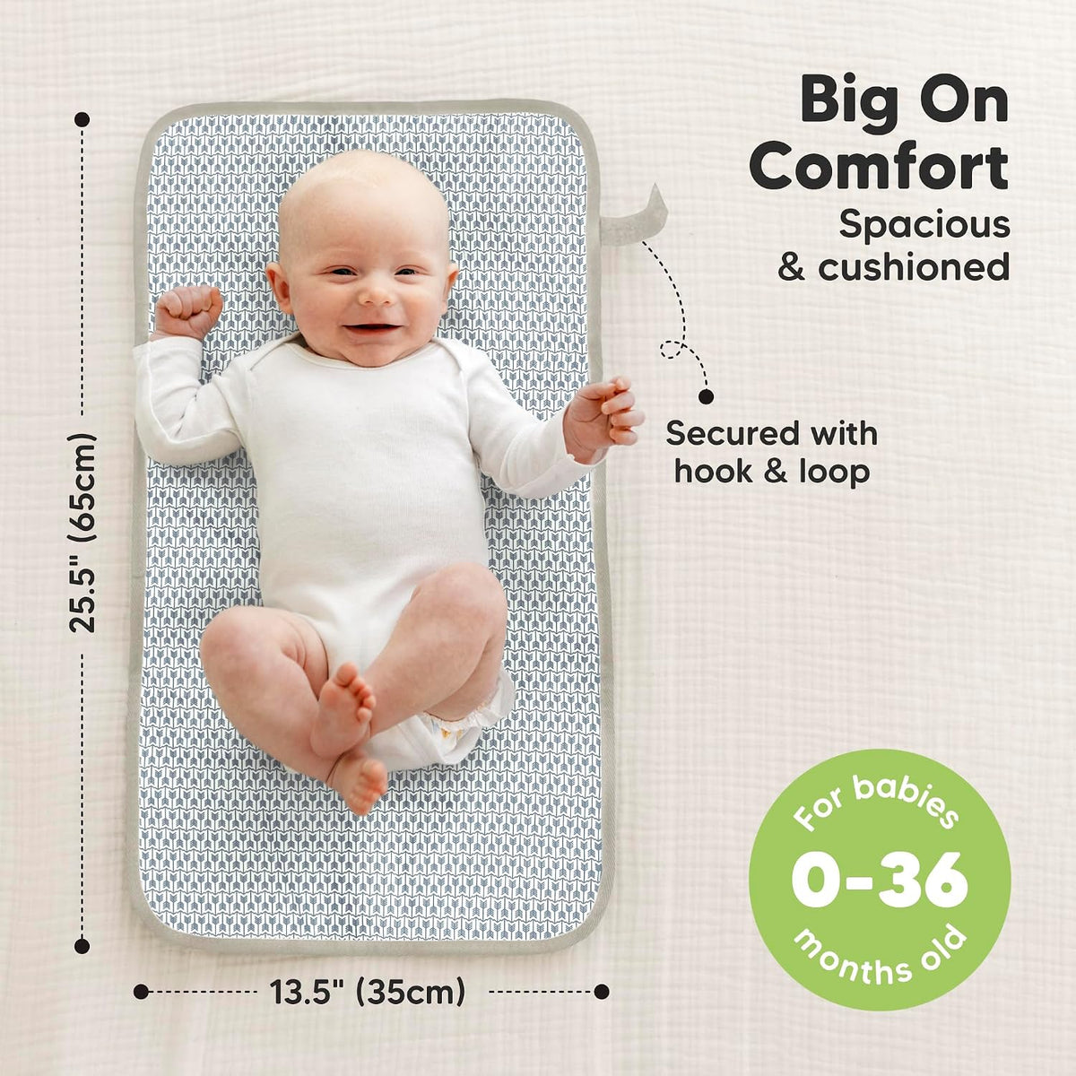 Portable Diaper Changing Pad, Easy Wipe Clean, 25x13 (Prairie)