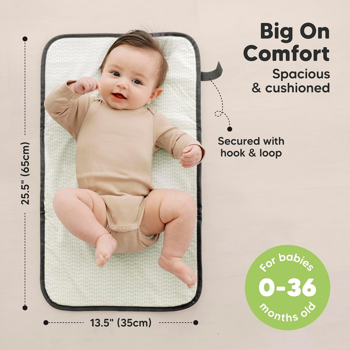 Portable Diaper Changing Pad, Easy Wipe Clean, 25x13 (Prairie)