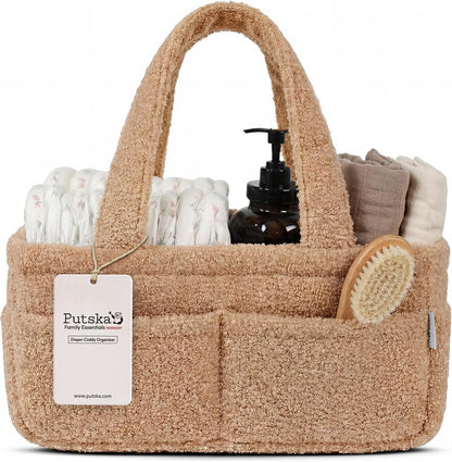 Baby Diaper Caddy Organizer, Nursery Fleece Basket