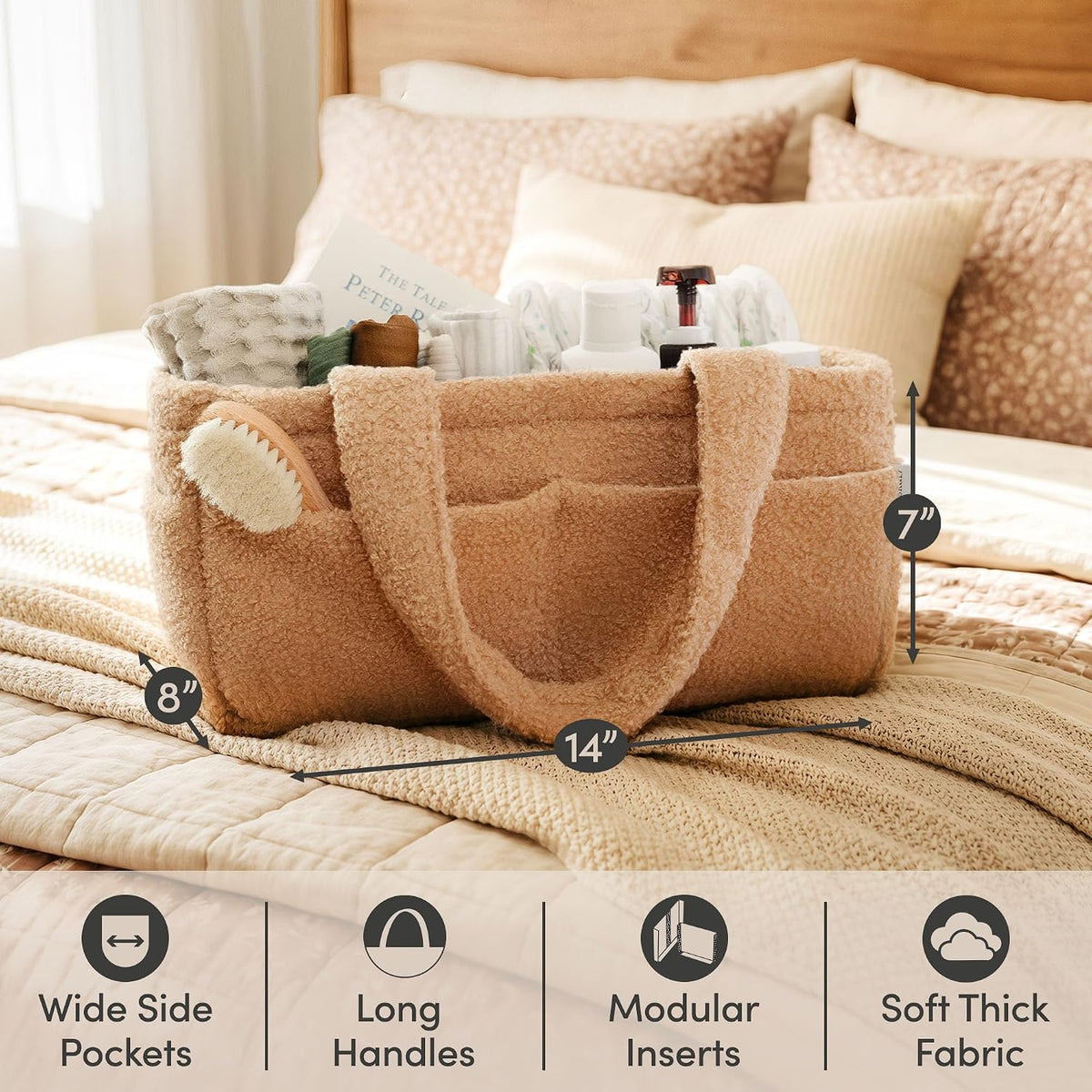 Baby Diaper Caddy Organizer, Nursery Fleece Basket