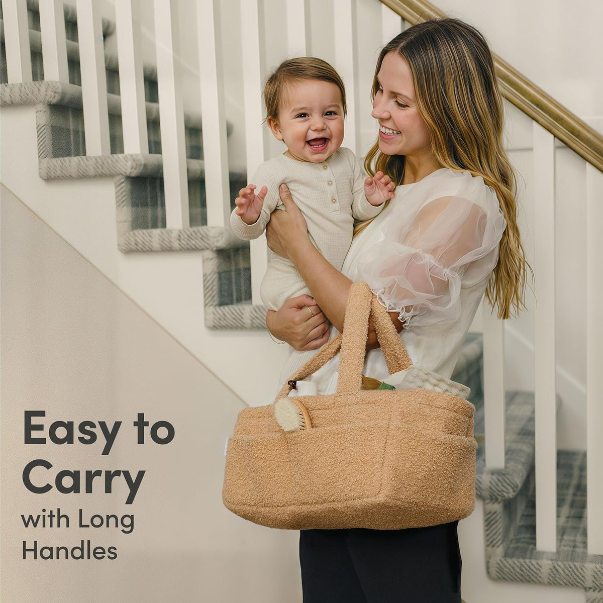 Baby Diaper Caddy Organizer, Nursery Fleece Basket