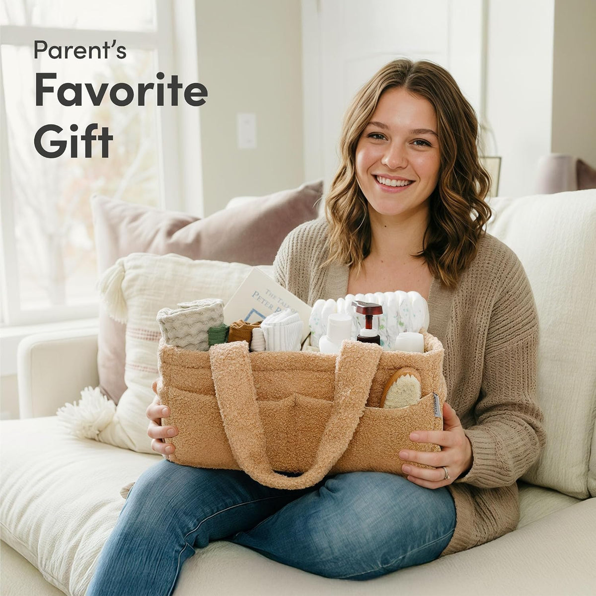 Baby Diaper Caddy Organizer, Nursery Fleece Basket