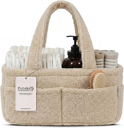 Baby Diaper Caddy Organizer, Nursery Fleece Basket