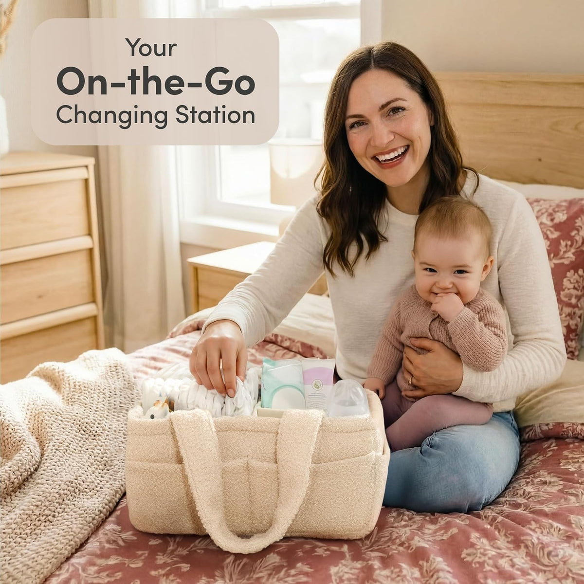 Baby Diaper Caddy Organizer, Nursery Fleece Basket