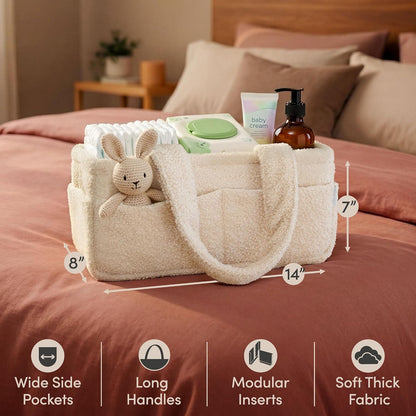 Baby Diaper Caddy Organizer, Nursery Fleece Basket