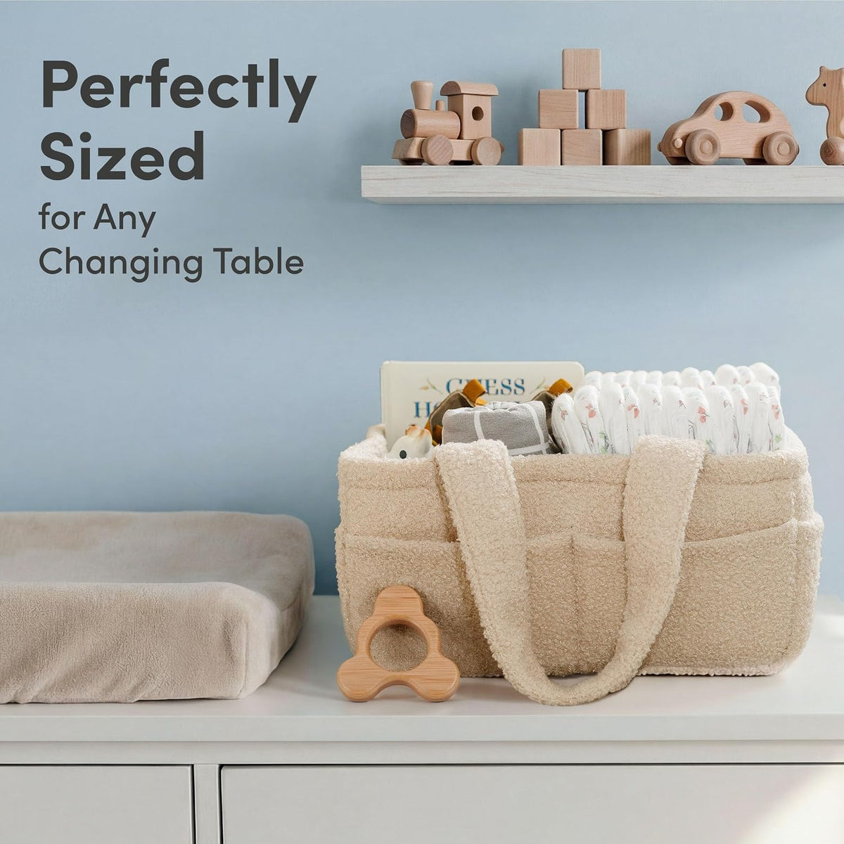 Baby Diaper Caddy Organizer, Nursery Fleece Basket