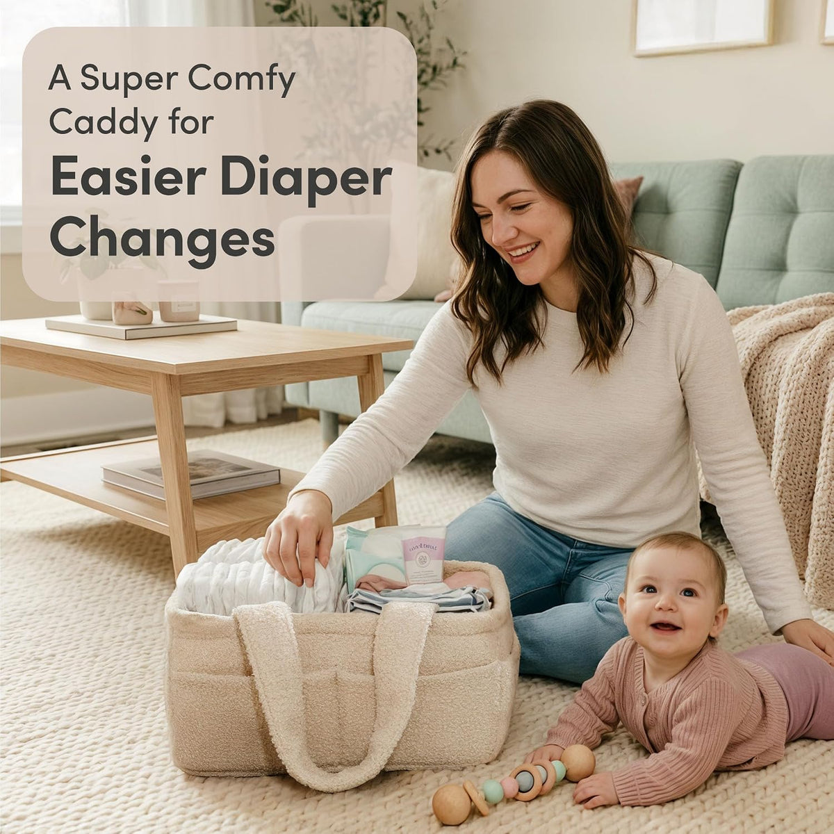 Baby Diaper Caddy Organizer, Nursery Fleece Basket