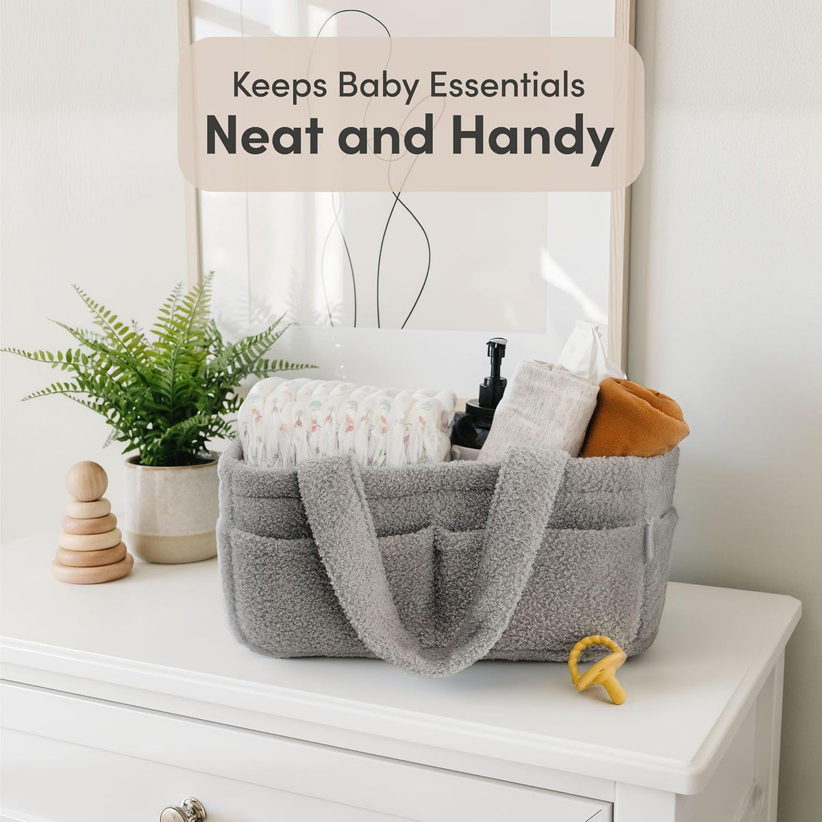 Baby Diaper Caddy Organizer, Nursery Fleece Basket
