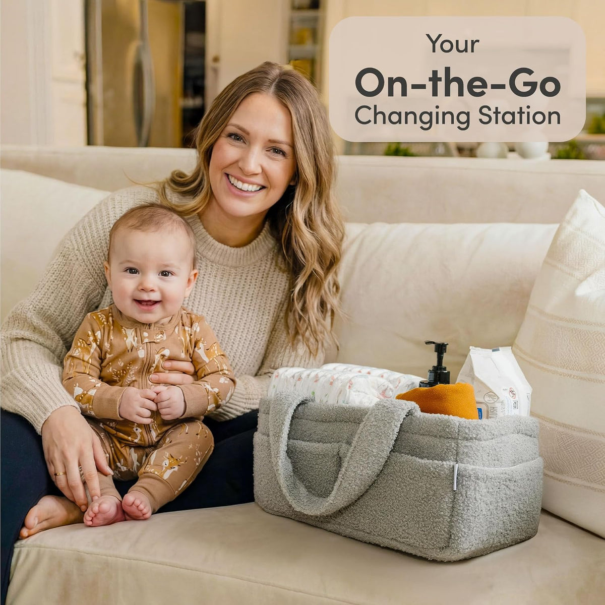 Baby Diaper Caddy Organizer, Nursery Fleece Basket