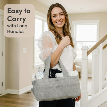 Baby Diaper Caddy Organizer, Nursery Fleece Basket
