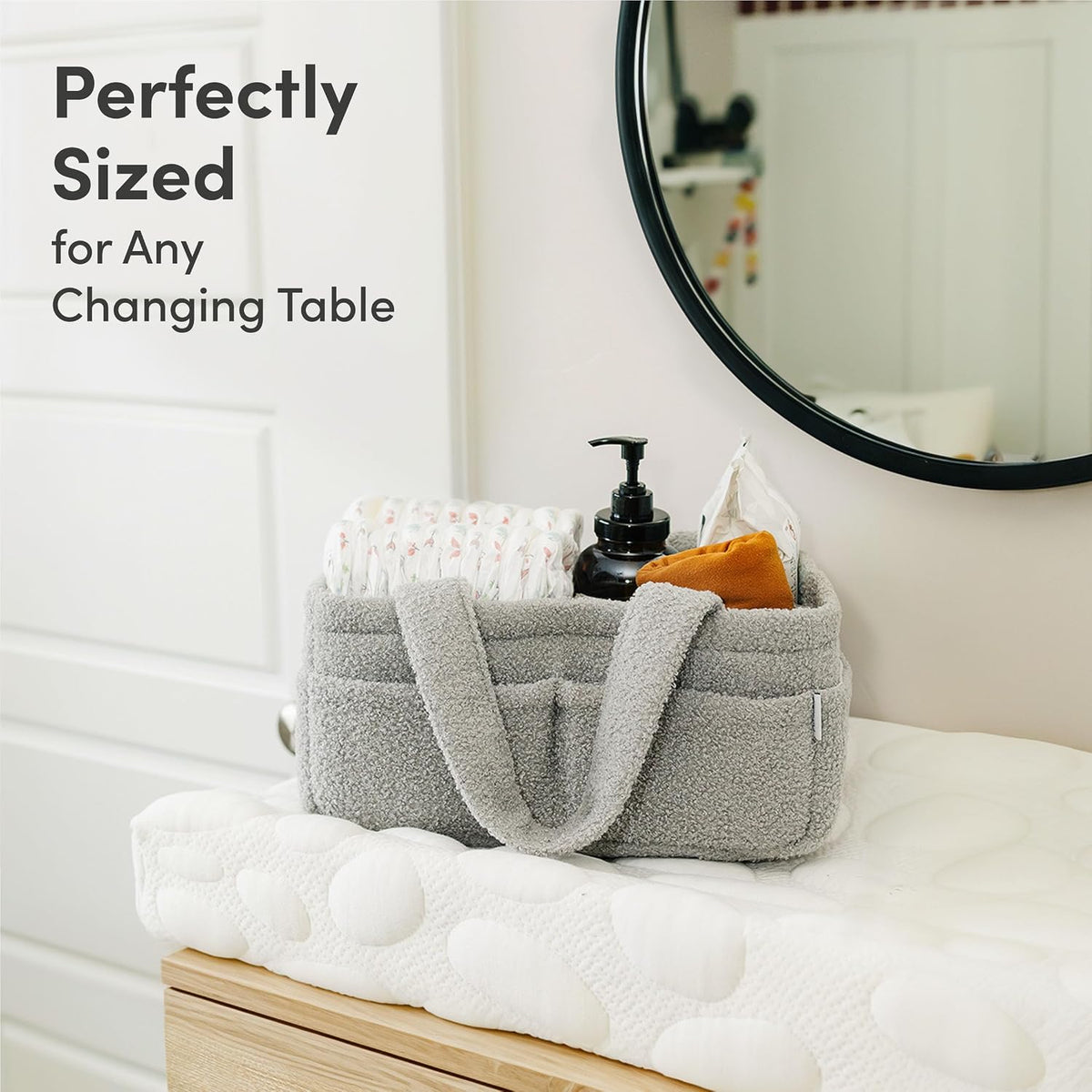 Baby Diaper Caddy Organizer, Nursery Fleece Basket
