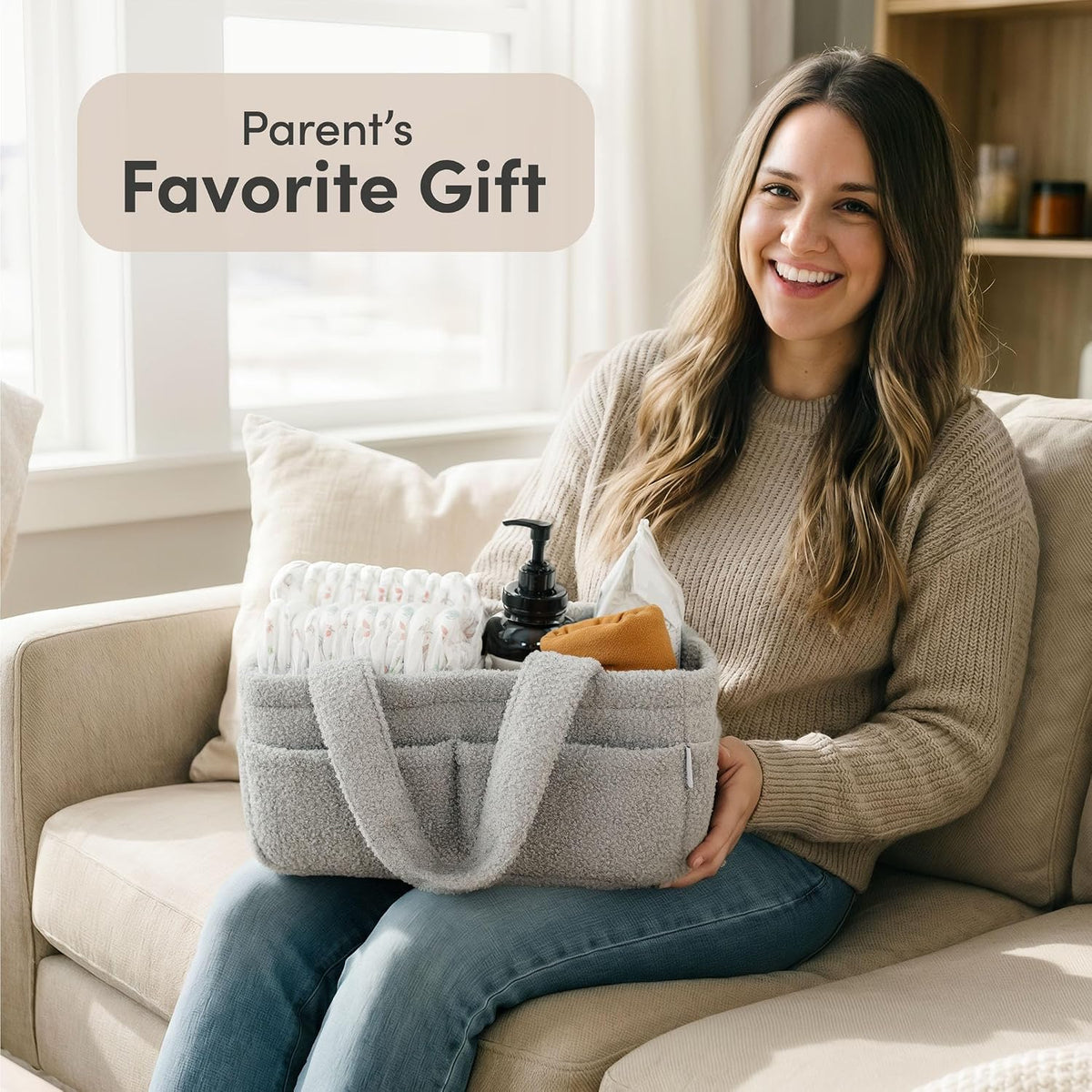 Baby Diaper Caddy Organizer, Nursery Fleece Basket