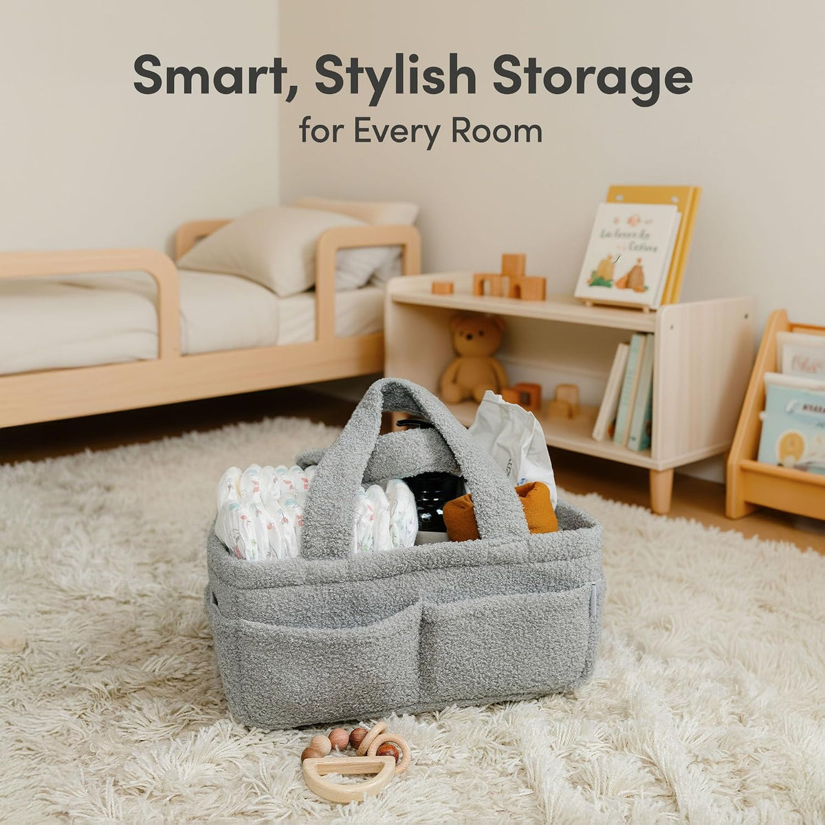 Baby Diaper Caddy Organizer, Nursery Fleece Basket