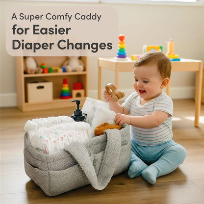 Baby Diaper Caddy Organizer, Nursery Fleece Basket
