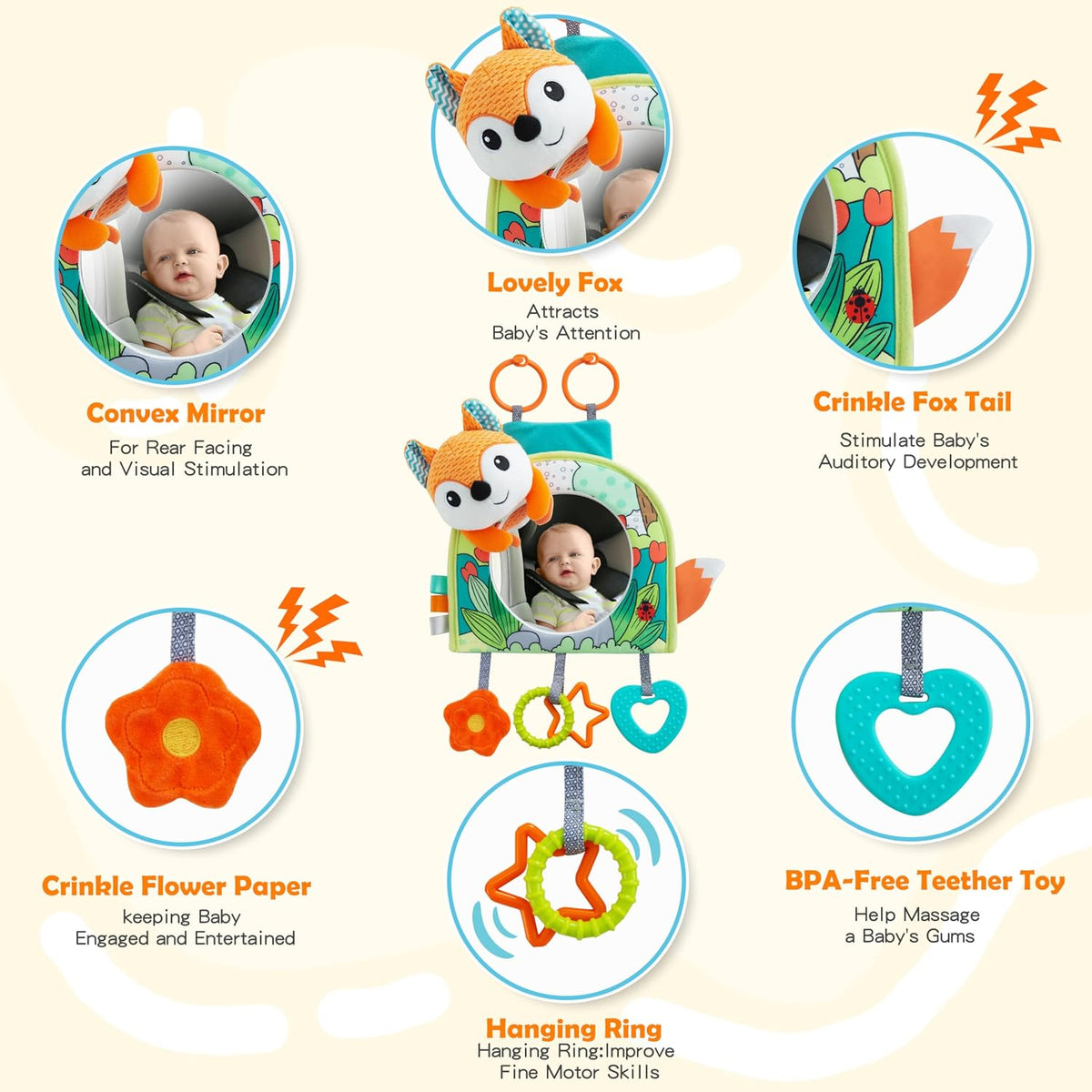 Car Seat Toy, Baby Car Mirror Toy for Rear Facing