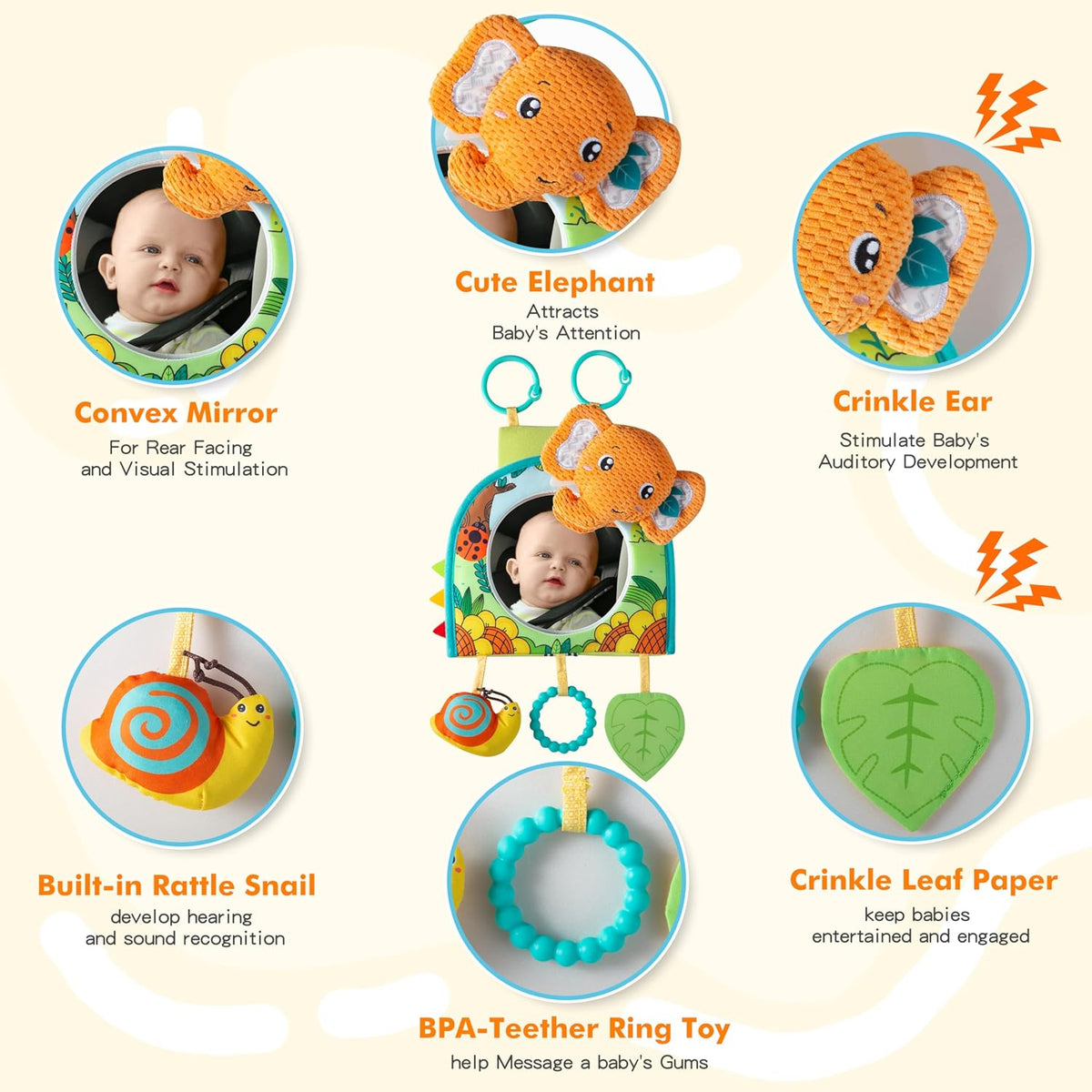 Car Seat Toy, Baby Car Mirror Toy for Rear Facing
