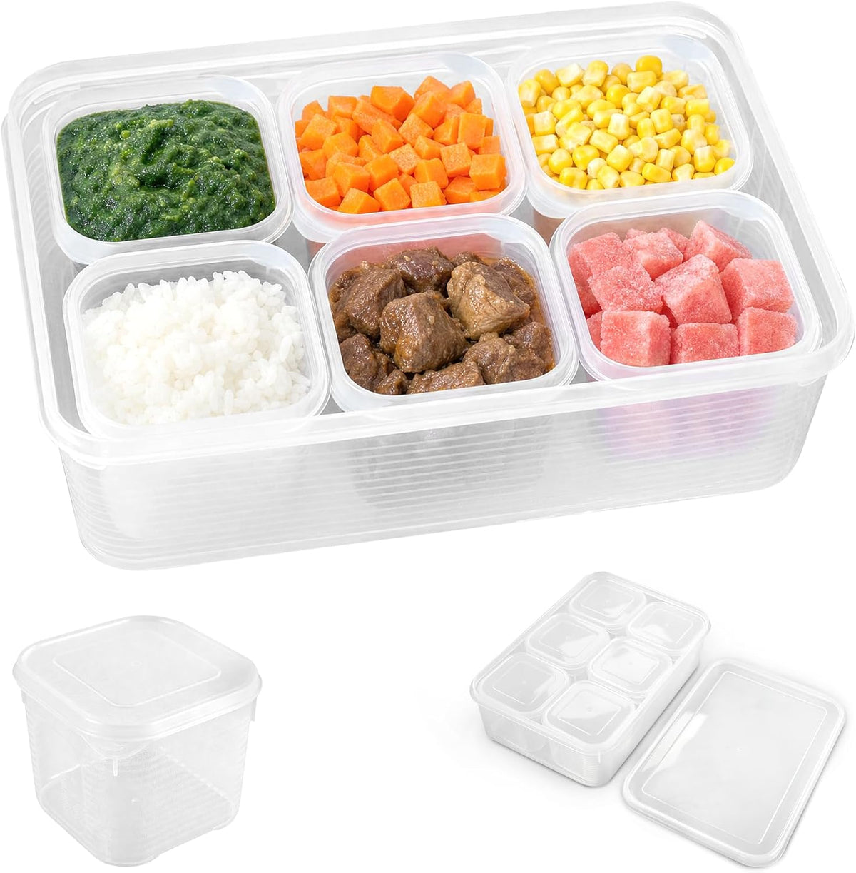 Reusable Food Storage Container Freezer, Microwave Safe Leakproof Sealed Meal Prep Box Transparent Stackable Organizer For Soup Fruit Vegetable Baby Food