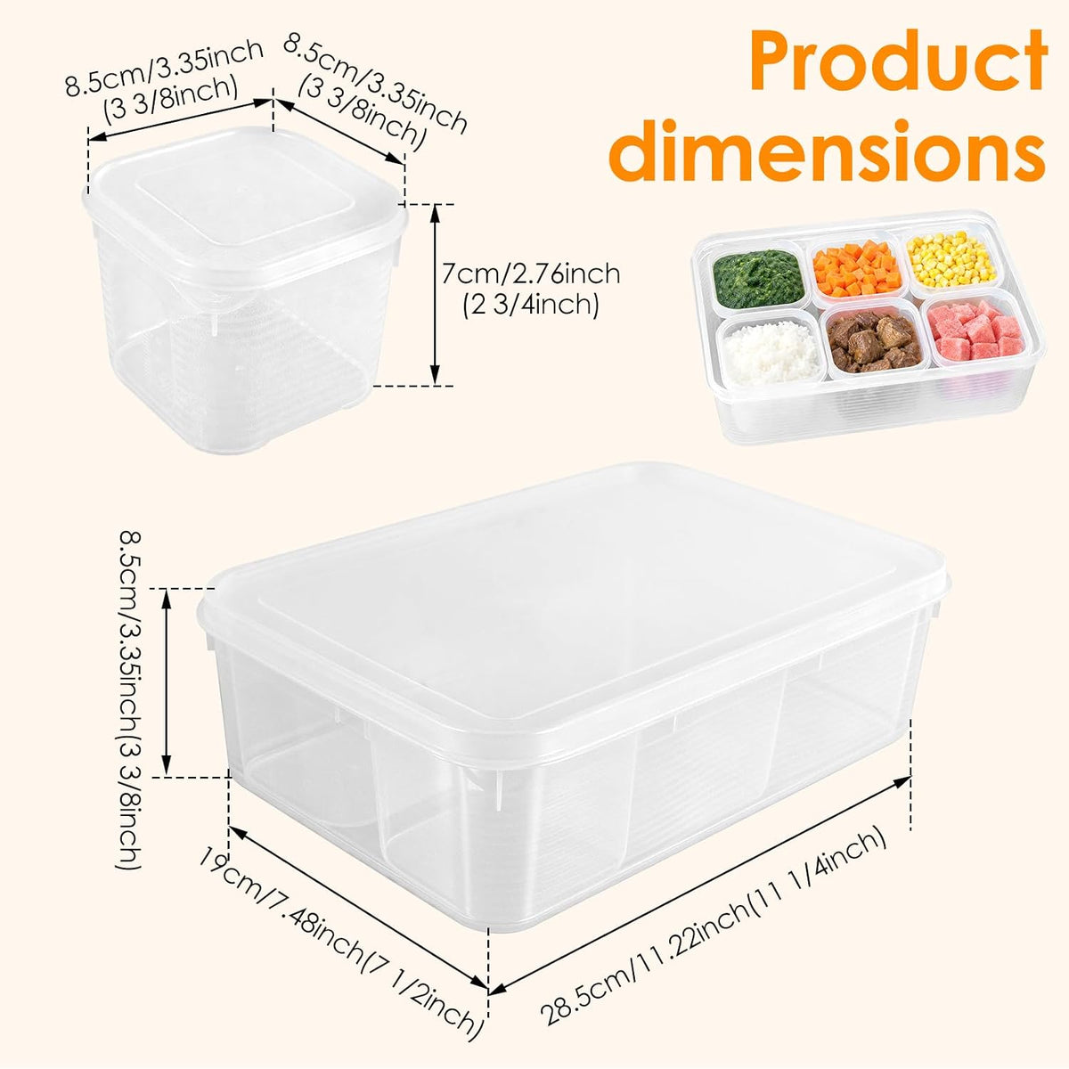 Reusable Food Storage Container Freezer, Microwave Safe Leakproof Sealed Meal Prep Box Transparent Stackable Organizer For Soup Fruit Vegetable Baby Food