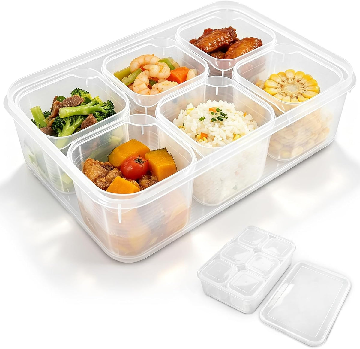 Reusable Food Storage Container Freezer, Microwave Safe Leakproof Sealed Meal Prep Box Transparent Stackable Organizer For Soup Fruit Vegetable Baby Food