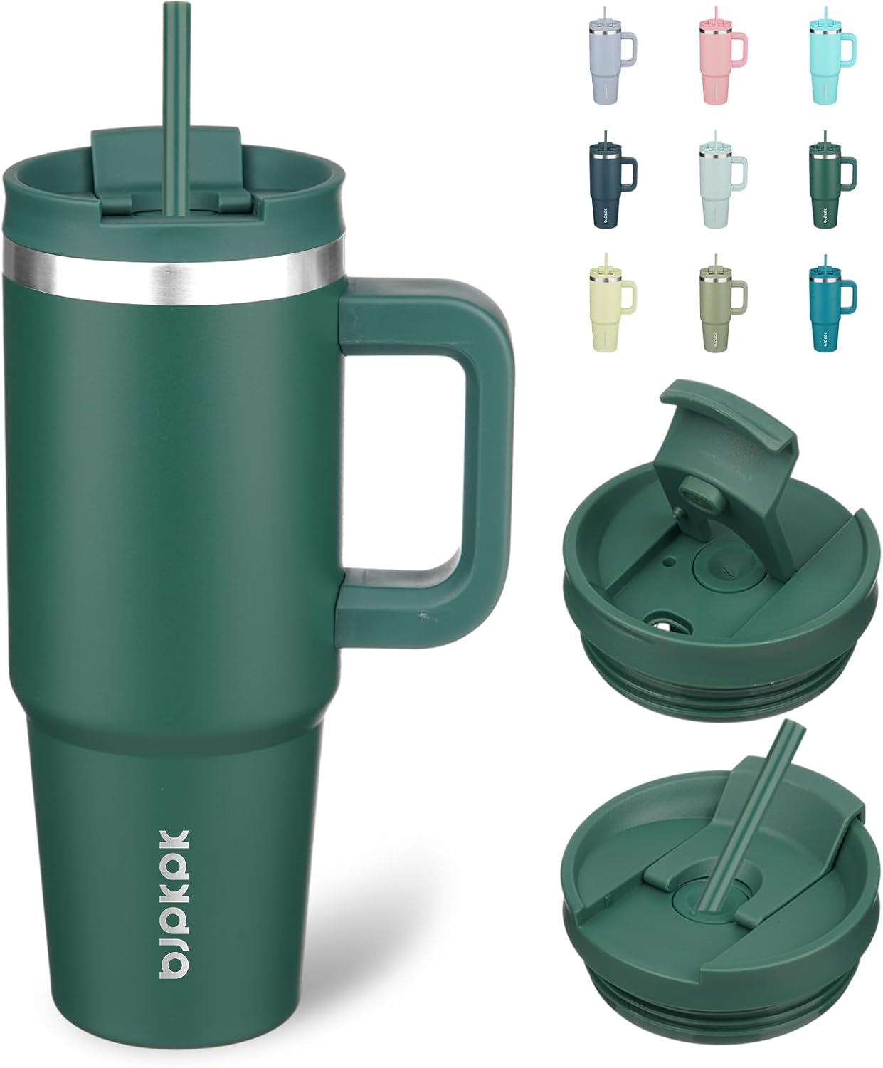 30 oz Insulated Tumbler with Handle & Straw, Stainless Steel | Double Wall Vacuum Insulation, Leak Proof, BPA Free, Dishwasher Safe, Cupholder Friendly, Travel & Outdoor, Bubble Gum