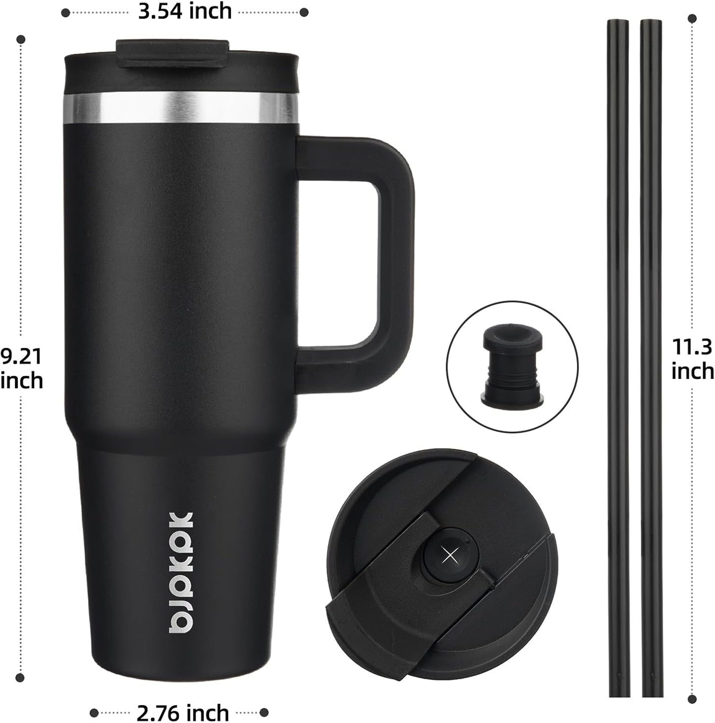 30 oz Insulated Tumbler with Handle & Straw, Stainless Steel | Double Wall Vacuum Insulation, Leak Proof, BPA Free, Dishwasher Safe, Cupholder Friendly, Travel & Outdoor, Bubble Gum