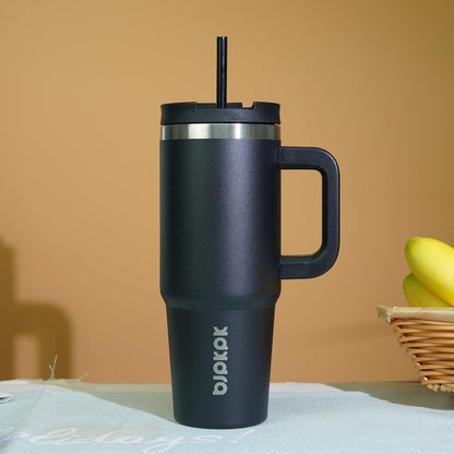 30 oz Insulated Tumbler with Handle & Straw, Stainless Steel | Double Wall Vacuum Insulation, Leak Proof, BPA Free, Dishwasher Safe, Cupholder Friendly, Travel & Outdoor, Bubble Gum